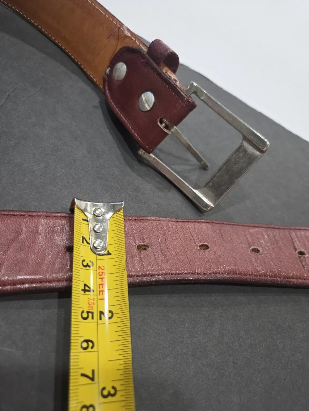 Denver Mountain Men's Burgundy Leather Casual Belt Sz.34